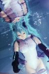 cleavage cosplay detached_sleeves hatsune_miku leggings one-piece_swimsuit pool saku scene_ever_4 swimsuit twintails vocaloid wet rating:Safe score:9 user:nil!