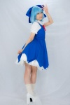 blouse blue_hair cirno cosplay hairbow jumper lenfried socks touhou rating:Safe score:2 user:nil!