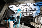 aqua_hair blouse cosplay detached_sleeves hatsune_miku headset panties pleated_skirt saku scene_ever_4 skirt tie twintails vocaloid rating:Safe score:2 user:nil!