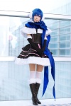 blue_hair boots cosplay dress ear_muffs elbow_gloves gloves hisui kaiko scarf shawl thighhighs vocaloid zettai_ryouiki rating:Safe score:3 user:nil!