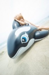 animal_ears beach cosplay horo inflatable_toy ocean one-piece_swimsuit orange_hair rococo spice_and_wolf swimsuit whistle_around_the_world wolf_ears rating:Safe score:0 user:nil!