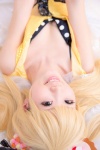 bed blonde_hair camisole cosplay hairbow hoodie idolmaster jougasaki_rika kurasaka_kururu side_ponytail rating:Safe score:0 user:nil!