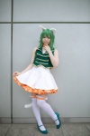 animal_ears cat_ears choker cosplay dress green_hair gumi kanan_kaori tail thighhighs vest vocaloid zettai_ryouiki rating:Safe score:3 user:nil!