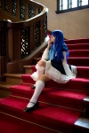bernkastel blue_hair bow cosplay dress garters kara thighhighs umineko_no_naku_koro_ni zettai_ryouiki rating:Safe score:0 user:pixymisa