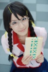 bakemonogatari chamaro cosplay glasses hanekawa_tsubasa pleated_skirt school_uniform skirt twin_braids rating:Safe score:1 user:nil!