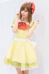bowtie cosplay dress hagiwara_yukiho hairbow idolmaster maitako pantyhose sheer_legwear slip rating:Safe score:0 user:pixymisa