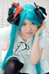 aqua_hair cosplay dress hairbows hair_clips hatsune_miku kakeru thighhighs twintails vocaloid world_is_mine_(vocaloid) rating:Safe score:0 user:nil!