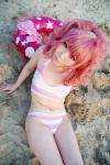 anya_alstreim beach cleavage code_geass cosplay croptop hairband ocean panties pink_hair striped tatsuki rating:Safe score:1 user:nil!