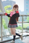 antenna_hair blazer blouse bowtie caramel_eyes cosplay kneehighs little_busters! natsume_rin_(little_busters) pleated_skirt rion skirt rating:Safe score:1 user:pixymisa