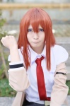 blouse cardigan cosplay makise_kurisu red_hair shorts steins;gate sumire_(ii) tie rating:Safe score:0 user:nil!