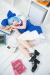 blouse blue_hair cirno cosplay hairbow jumper shizuku socks touhou rating:Safe score:8 user:nil!