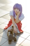 blouse boots cosplay jumper kisa kneehighs mawari_madoka purple_hair tenjou_tenge rating:Safe score:0 user:nil!