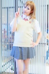 blonde_hair blouse cosplay misaka_mikoto pantyhose pleated_skirt school_uniform sheer_legwear shuwa_ageha skirt sweater to_aru_majutsu_no_index rating:Safe score:0 user:pixymisa