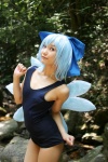 blue_hair cirno cosplay hairbow lenfried one-piece_swimsuit school_swimsuit swimsuit touhou wings rating:Safe score:1 user:nil!