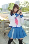 angel_beats! cosplay gun hairband nakamura_yuri pleated_skirt rinami sailor_uniform school_uniform skirt thighhighs zettai_ryouiki rating:Safe score:3 user:nil!