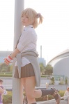 blonde_hair blouse cosplay original pleated_skirt school_uniform side_ponytail sikyou_ituya skirt tie rating:Safe score:0 user:xkaras