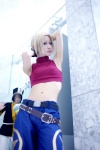 blonde_hair blue_mary cosplay croptop hyuuga king_of_fighters midriff trousers turtleneck rating:Safe score:1 user:nil!
