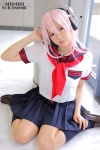cosplay headphones kneesocks natsumi_(ii) nitro_super_sonic pantyhose pink_hair pleated_skirt sailor_uniform school_uniform skirt super_soniko rating:Safe score:2 user:nil!