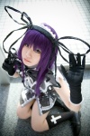 cosplay cuffs demonbane dress etheldreda hairband hair_ribbons kanaezaki_shino kneehighs lace purple_hair ruffles rating:Safe score:0 user:nil!