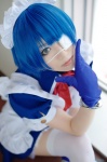 apron blue_hair cosplay dress eyepatch gloves hairband handcuffs ikkitousen iori maid maid_uniform pantyhose ryomou_shimei thighhighs zettai_ryouiki rating:Safe score:1 user:nil!
