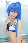 ahoge bikini blue_hair cosplay croptop himemiya_mahore izumi_konata lucky_star shorts swimsuit rating:Safe score:2 user:pixymisa