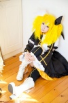 blonde_hair boots cosplay detached_sleeves dress hairbow kagamine_rin leggings meltdown_(vocaloid) saku scene_ever_4 twintails vocaloid rating:Safe score:1 user:nil!
