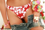 bikini_bottom flowers girlz_high kanezaki_ryo open_clothes shorts swimsuit rating:Safe score:0 user:nil!