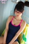 bathroom cleavage erika_(ii) glasses one-piece_swimsuit ponytail swimsuit rating:Safe score:0 user:nil!