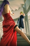 cosplay green_hair gundam gundam_00 purple_hair ribbons_almark tagme_model tieria_erde rating:Safe score:3 user:CC