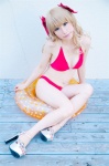 bikini blonde_hair cleavage cosplay crystal_crown fortune_arterial kamui_arisa sendou_erika swimsuit twintails rating:Safe score:0 user:nil!
