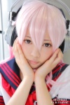 cosplay headphones natsumi_(ii) nitro_super_sonic pink_hair sailor_uniform school_uniform super_soniko rating:Safe score:1 user:nil!