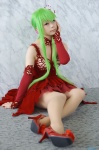 bra cc choker cleavage code_geass cosplay detached_sleeves gown green_hair pantyhose suu rating:Safe score:4 user:nil!