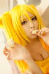 animal_ears blonde_hair cleavage cosplay dress fox_ears na-san na's_tail original rating:Safe score:0 user:nil!