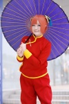 cosplay double_bun gintama kagura mandarin_suit misato orange_hair umbrella rating:Safe score:1 user:nil!
