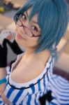 amenomori_nozomi blue_hair cards cosplay dress forest glasses gloves kaieda_kae rating:Safe score:1 user:nil!