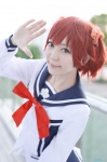 cosplay isshiki_akane isshiki_yuima red_hair sailor_uniform school_uniform shorts twintails vividred_operation rating:Safe score:0 user:nil!