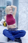 blonde_hair blue_mary cosplay croptop fingerless_gloves gloves hyuuga king_of_fighters trousers turtleneck rating:Safe score:0 user:Log