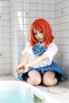 blouse cosplay higurashi_ran kneesocks love_live!_school_idol_project m_vol.1 nishikino_maki pleated_skirt pool red_hair school_uniform skirt wet rating:Safe score:2 user:nil!