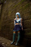 asakura_kana blue_hair boots cosplay croptop gundam msm-07_z'gok pleated_skirt skirt striped tank_top thighhighs zettai_ryouiki rating:Safe score:0 user:nil!