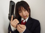 blazer blouse bullet gun mouth_hold pistol school_uniform tagme_model weapon rating:Safe score:0 user:msgundam2