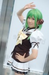 cosplay green_hair hairbow kyouka pantyhose pleated_skirt sailor_uniform school_uniform shigure_asa shuffle! skirt vest rating:Safe score:0 user:nil!