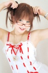 bra camisole costume glasses kipi looking_over_glasses ribbons twintails rating:Safe score:2 user:nil!