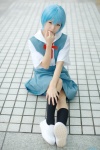 ayanami_rei blouse blue_hair cosplay jumper kneesocks maitako neon_genesis_evangelion pantyhose school_uniform sheer_legwear rating:Safe score:0 user:nil!