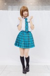 blouse cosplay hagiwara_yukiho idolmaster kneesocks pantyhose pleated_skirt school_uniform sheer_legwear skirt takanashi_maui tie rating:Safe score:0 user:pixymisa
