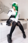 apron bathroom bathtub cosplay dress garter_belt green_hair hairband kochiya_sanae lenfried maid maid_uniform stuffed_animal thighhighs touhou zettai_ryouiki rating:Safe score:1 user:nil!