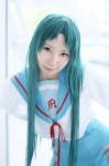 cosplay green_hair pleated_skirt sailor_uniform satsuki_ui school_uniform skirt suzumiya_haruhi_no_yuuutsu tsuruya rating:Safe score:0 user:nil!