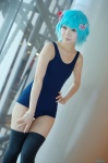 asakura_irori blue_hair cosplay hair_clips original pantyhose school_swimsuit swimsuit thighhighs rating:Safe score:4 user:nil!