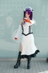 boots corset cosplay detached_sleeves fingerless_gloves gloves hairband ikkitousen kanu_unchou pantyhose purple_hair ryuuna skirt rating:Safe score:2 user:nil!