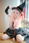 boots choker cosplay detached_sleeves dress dust lollipop original pink_hair twintails witch_hat rating:Safe score:2 user:nil!