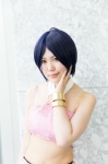 blue_hair bracelets cosplay halter_top idolmaster miniskirt miura_azusa necklace oomiya_sora pink_eyes skirt wristband rating:Safe score:0 user:pixymisa